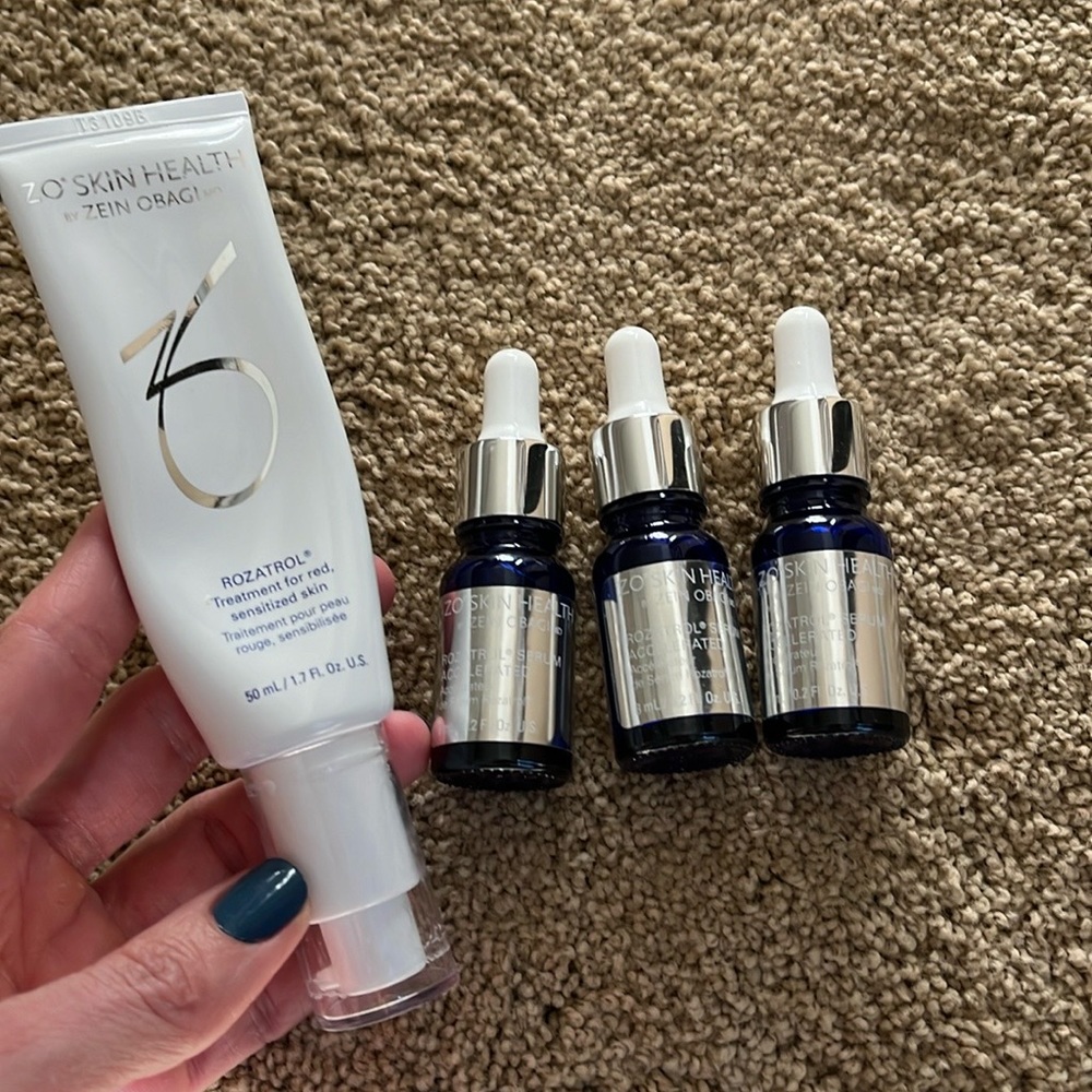 Two unopened bottles of ZO Rozatrol Accelerated Serum.